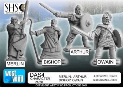 Merlin (new sculpt), Arthur, Bishop & Owain on foot