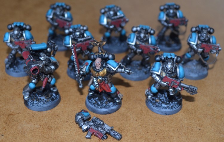 40k Space marines Tactical marines med missile launcher och flamer