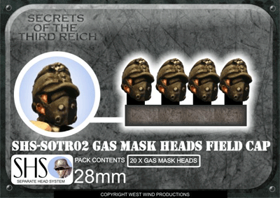 German Gas Mask Heads in Field Caps (20)