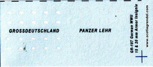 GR107 German WWII Gross Deutschland and Panzer Lehr Divisional markings. 15/20mm armour.
