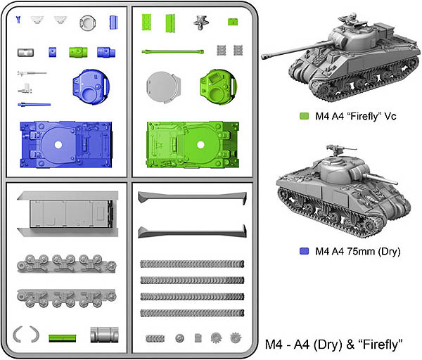 15mm Sherman M4A4 and Firefly Tanks (5)
